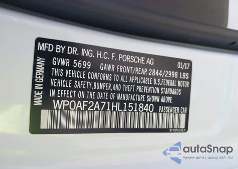 2017 Porsche Panamera Turbo из США, поврежденный, VIN WP0AF2A71HL151840